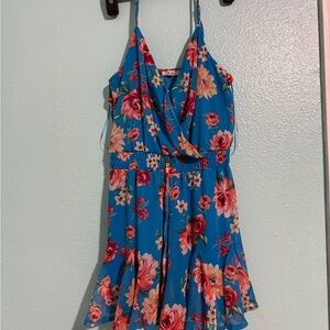 Floral Blue Sleeveless Dress